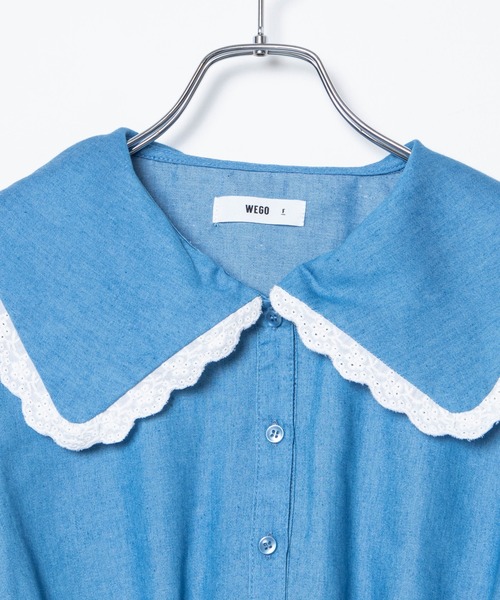 WEGO（ウィゴー）の「WEGO/レースビッグシルエット襟ショートブラウス（シャツ/ブラウス・レディース・インディゴブルー/その他1・FREE）」の4枚目の写真