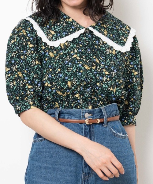 WEGO（ウィゴー）の「WEGO/レースビッグシルエット襟ショートブラウス（シャツ/ブラウス・レディース・インディゴブルー/その他1・FREE）」の18枚目の写真