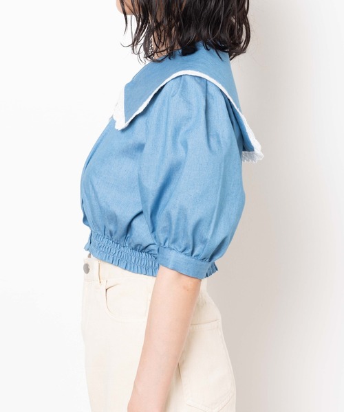 WEGO（ウィゴー）の「WEGO/レースビッグシルエット襟ショートブラウス（シャツ/ブラウス・レディース・インディゴブルー/その他1・FREE）」の21枚目の写真