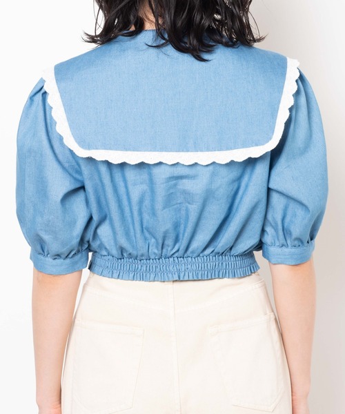 WEGO（ウィゴー）の「WEGO/レースビッグシルエット襟ショートブラウス（シャツ/ブラウス・レディース・インディゴブルー/その他1・FREE）」の22枚目の写真