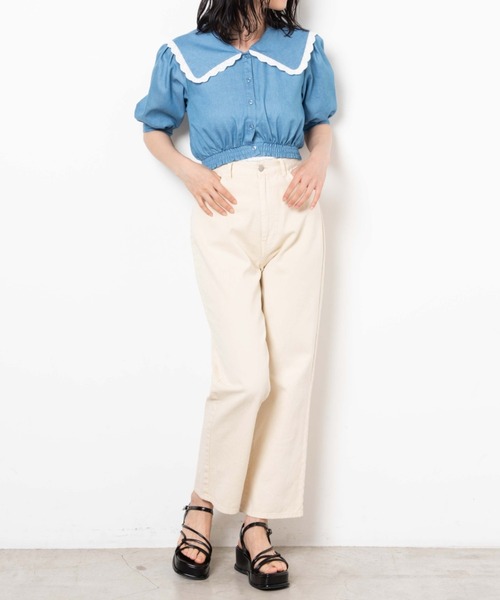 WEGO（ウィゴー）の「WEGO/レースビッグシルエット襟ショートブラウス（シャツ/ブラウス・レディース・インディゴブルー/その他1・FREE）」の12枚目の写真