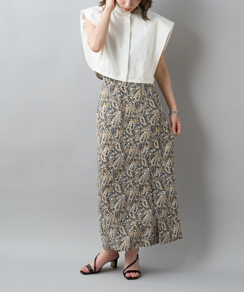 CIAOPANIC（チャオパニック）の「ペイズリーハイウエストスカート（スカート・レディース・アイボリー/ネイビー・FREE）」の4枚目の写真