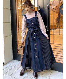 RESEXXY | デニム調リボンジャンスカ(ジャンパースカート)