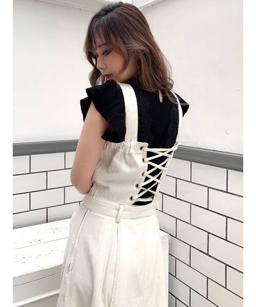 RESEXXY（リゼクシー）の「デニム調リボンジャンスカ（ジャンパースカート・レディース・ホワイト/ベージュ/インディゴブルー・FREE）」の20枚目の写真