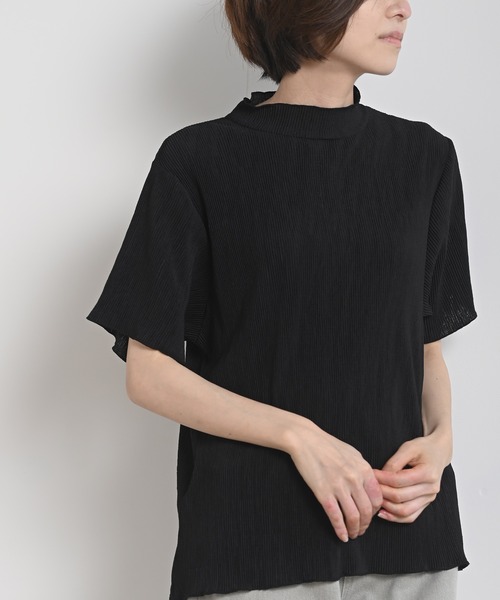 rps（アールピーエス）の「ワッシャーハイネック五分袖プルオーバー（Tシャツ/カットソー・レディース・ブラック/ベージュ/オフホワイト/ミント/モカ・M-L）」の3枚目の写真