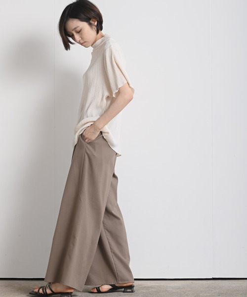 rps（アールピーエス）の「ワッシャーハイネック五分袖プルオーバー（Tシャツ/カットソー・レディース・ブラック/ベージュ/オフホワイト/ミント/モカ・M-L）」の6枚目の写真