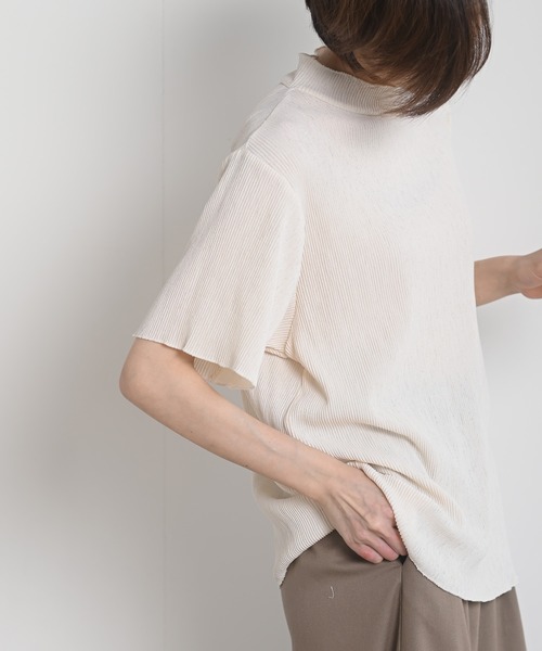 rps（アールピーエス）の「ワッシャーハイネック五分袖プルオーバー（Tシャツ/カットソー・レディース・ブラック/ベージュ/オフホワイト/ミント/モカ・M-L）」の10枚目の写真