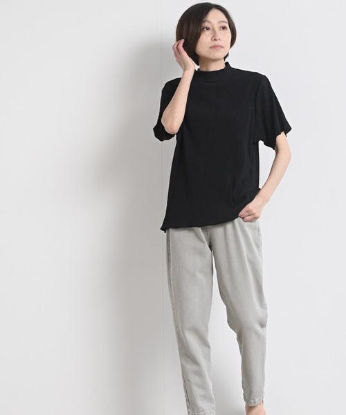 rps（アールピーエス）の「ワッシャーハイネック五分袖プルオーバー（Tシャツ/カットソー・レディース・ブラック/ベージュ/オフホワイト/ミント/モカ・M-L）」の16枚目の写真