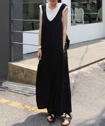 フレンチスリーブTシャツ+ワイドパンツサロペットセットアップ【ZOZOTOWN限定】