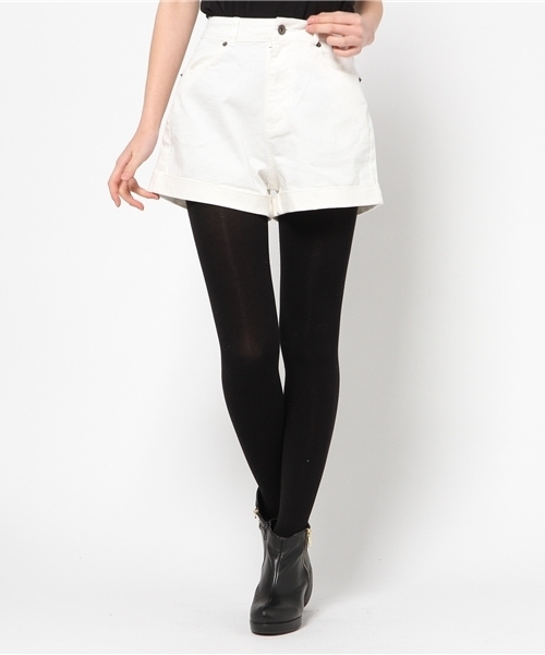 WEGO（ウィゴー）の「WEGO/ハイウエストデニムショーツ（デニムパンツ・レディース・ホワイト/インディゴブルー/ダークインディゴブルー/ネイビー・MEDIUM/LARGE）」の5枚目の写真