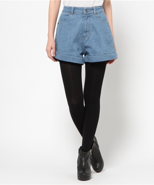 WEGO（ウィゴー）の「WEGO/ハイウエストデニムショーツ（デニムパンツ・レディース・ホワイト/インディゴブルー/ダークインディゴブルー/ネイビー・MEDIUM/LARGE）」の6枚目の写真