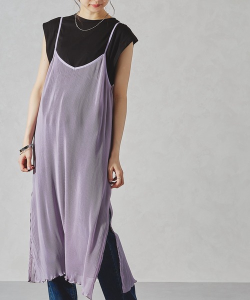 acro（アクロ）の「シアーミニプリーツキャミワンピース/AC1054（ワンピース・レディース・オレンジ/グリーン/パープル・ﾌﾘ-）」の2枚目の写真