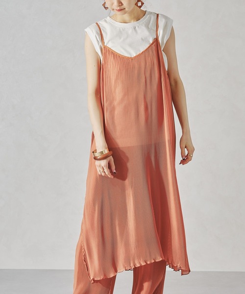 acro（アクロ）の「シアーミニプリーツキャミワンピース/AC1054（ワンピース・レディース・オレンジ/グリーン/パープル・ﾌﾘ-）」の3枚目の写真