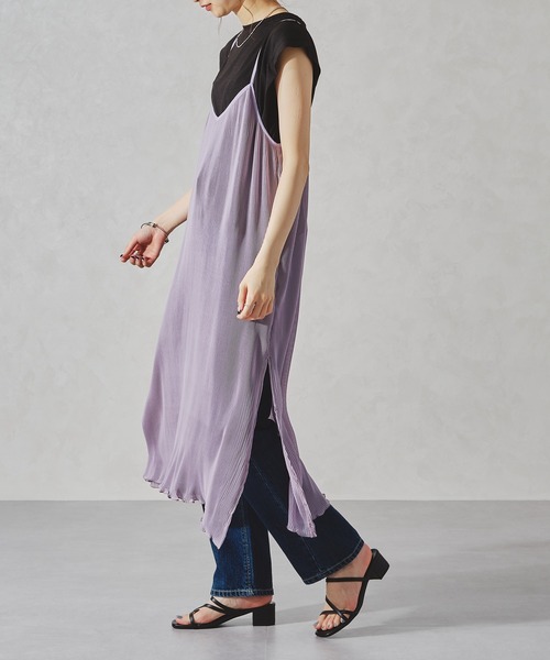 acro（アクロ）の「シアーミニプリーツキャミワンピース/AC1054（ワンピース・レディース・オレンジ/グリーン/パープル・ﾌﾘ-）」の6枚目の写真