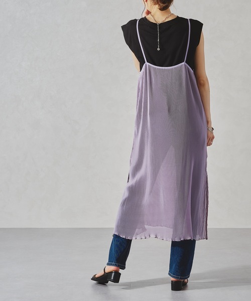 acro（アクロ）の「シアーミニプリーツキャミワンピース/AC1054（ワンピース・レディース・オレンジ/グリーン/パープル・ﾌﾘ-）」の7枚目の写真