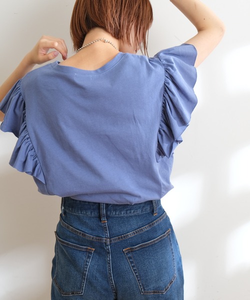 CIAOPANIC TYPY(チャオパニックティピー)の「【ZOZOTOWN限定】フリルスリーブTee(Tシャツ/カットソー・レディース・ホワイト/グリーン/サックスブルー/ブラック・ONE SIZE)」の1枚目の写真