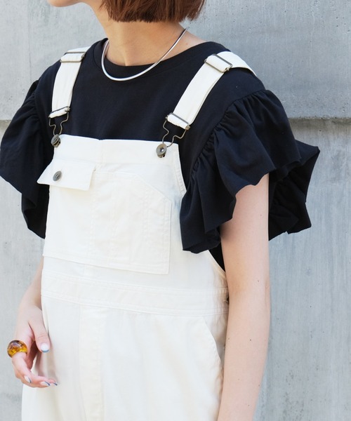 CIAOPANIC TYPY(チャオパニックティピー)の「【ZOZOTOWN限定】フリルスリーブTee(Tシャツ/カットソー・レディース・ホワイト/グリーン/サックスブルー/ブラック・ONE SIZE)」の3枚目の写真