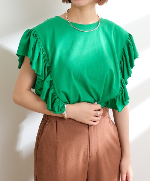 CIAOPANIC TYPY(チャオパニックティピー)の「【ZOZOTOWN限定】フリルスリーブTee(Tシャツ/カットソー・レディース・ホワイト/グリーン/サックスブルー/ブラック・ONE SIZE)」の15枚目の写真