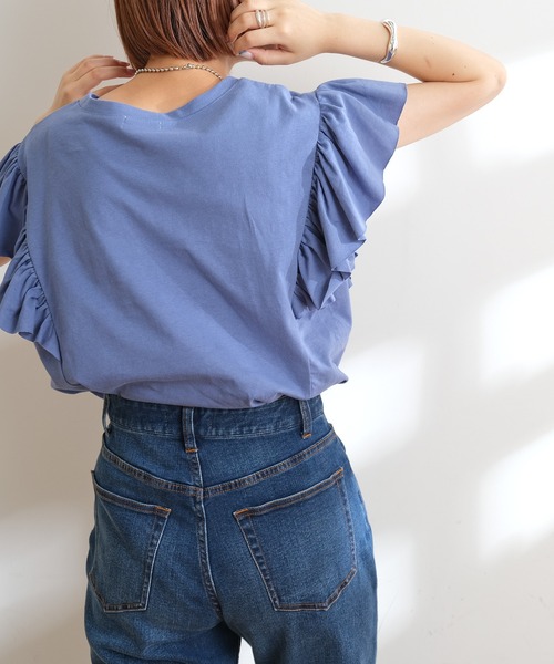 CIAOPANIC TYPY(チャオパニックティピー)の「【ZOZOTOWN限定】フリルスリーブTee(Tシャツ/カットソー・レディース・ホワイト/グリーン/サックスブルー/ブラック・ONE SIZE)」の16枚目の写真