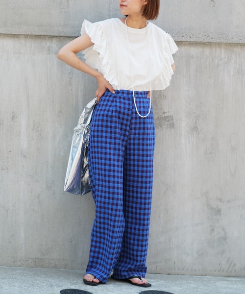 CIAOPANIC TYPY(チャオパニックティピー)の「【ZOZOTOWN限定】フリルスリーブTee(Tシャツ/カットソー・レディース・ホワイト/グリーン/サックスブルー/ブラック・ONE SIZE)」の7枚目の写真