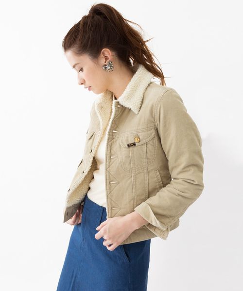 Another Edition（アナザーエディション）の「AE×LEEコーデュロイボアジャケット/BC ae×Lee CORD BOA JKT◆（ブルゾン・レディース・ベージュ/ライトピンク・MEDIUM/SMALL）」の2枚目の写真