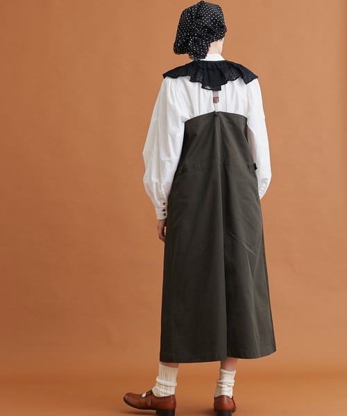 Malle（マル）の「malle 高密度コンパクトチノ　サロペットスカート（ジャンパースカート・レディース・チャコールグレー/キナリ/グリーン・FREE）」の17枚目の写真