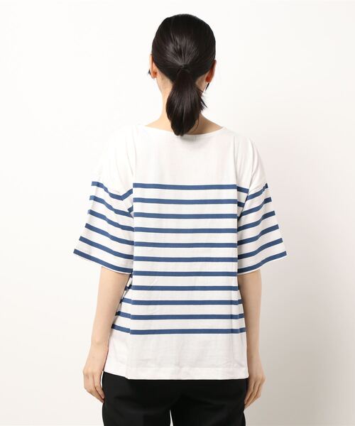 Samansa Mos2（サマンサ モスモス）の「パネルボーダー半袖Tシャツ（Tシャツ/カットソー・レディース・ネイビー/グレー/ブラック・ﾌﾘ-）」の4枚目の写真