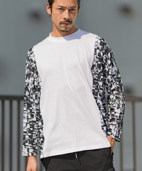 セール】mlt3506-Monotone Geometric Switch Cut sew カットソー（T 