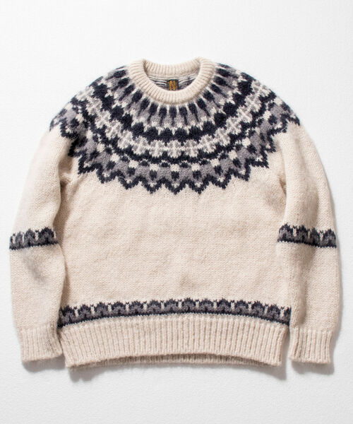 BATONER(バトナー)の「【BATONER/バトナー】MOHAIR NORDIC CREW NECK BN-21FM-044 ノルディック ニット(ニット/セーター・メンズ・ベージュ/オフホワイト/ネイビー/ブラック・MEDIUM/SMALL/LARGE)」の9枚目の写真