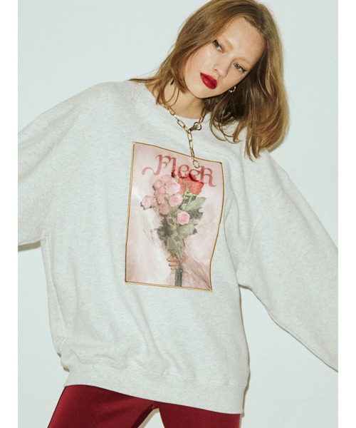 jouetie(ジュエティ)の「フラワーフォト プルオーバー【スウェット/トレーナー】(スウェット・レディース・ブラック/グレー/オレンジ・MEDIUM)」の4枚目の写真