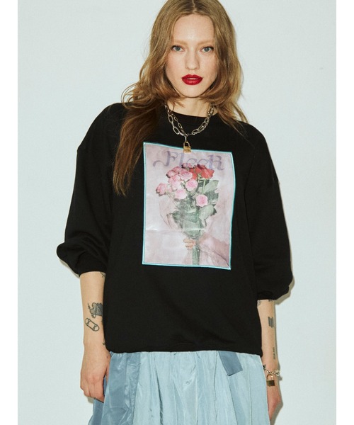 jouetie(ジュエティ)の「フラワーフォト プルオーバー【スウェット/トレーナー】(スウェット・レディース・ブラック/グレー/オレンジ・MEDIUM)」の13枚目の写真