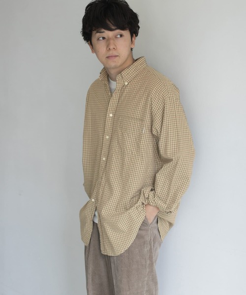 URBAN RESEARCH DOORS(アーバンリサーチドアーズ)の「GYMPHLEX 50/ビエラチェックボタンダウンシャツ(シャツ/ブラウス・メンズ・ホワイト系その他/ベージュ系その他・SMALL)」の1枚目の写真