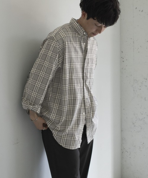 URBAN RESEARCH DOORS(アーバンリサーチドアーズ)の「GYMPHLEX 50/ビエラチェックボタンダウンシャツ(シャツ/ブラウス・メンズ・ホワイト系その他/ベージュ系その他・SMALL)」の3枚目の写真