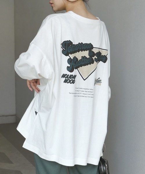 CORNERS（コーナーズ）の「バッグロゴプリントビックTシャツ（Tシャツ/カットソー・レディース・オフホワイト/グリーン/オートミール/スミクロ・FREE）」の2枚目の写真