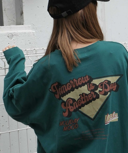 CORNERS（コーナーズ）の「バッグロゴプリントビックTシャツ（Tシャツ/カットソー・レディース・オフホワイト/グリーン/オートミール/スミクロ・FREE）」の4枚目の写真