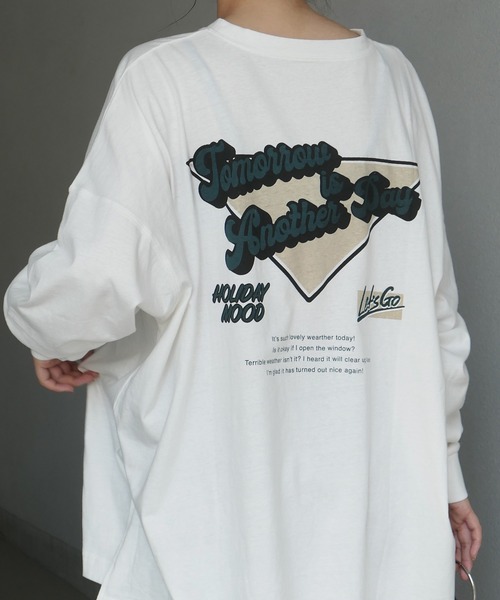 CORNERS（コーナーズ）の「バッグロゴプリントビックTシャツ（Tシャツ/カットソー・レディース・オフホワイト/グリーン/オートミール/スミクロ・FREE）」の10枚目の写真