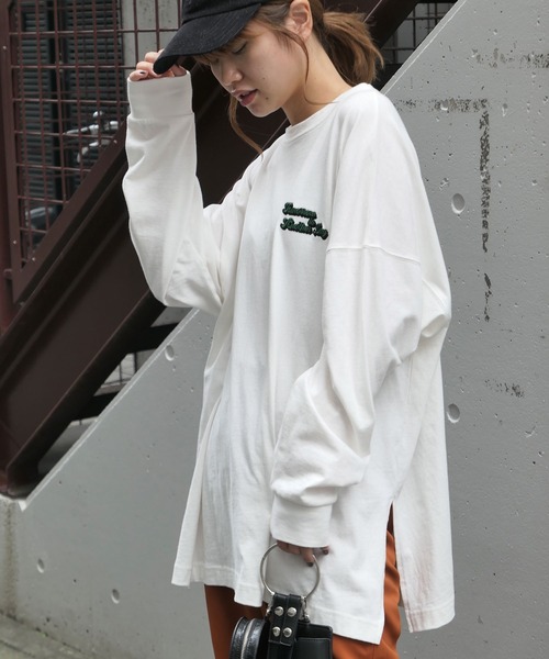 CORNERS（コーナーズ）の「バッグロゴプリントビックTシャツ（Tシャツ/カットソー・レディース・オフホワイト/グリーン/オートミール/スミクロ・FREE）」の12枚目の写真