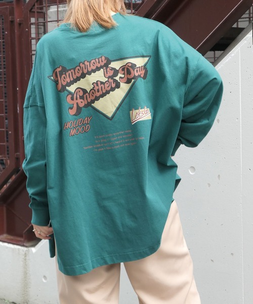 CORNERS（コーナーズ）の「バッグロゴプリントビックTシャツ（Tシャツ/カットソー・レディース・オフホワイト/グリーン/オートミール/スミクロ・FREE）」の16枚目の写真