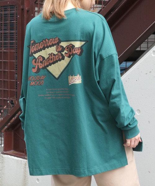 CORNERS（コーナーズ）の「バッグロゴプリントビックTシャツ（Tシャツ/カットソー・レディース・オフホワイト/グリーン/オートミール/スミクロ・FREE）」の18枚目の写真