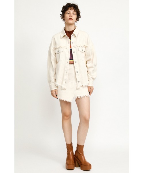 SLY(スライ)の「DAMAGE DENIM SH JK ダメージ デニムジャケット(デニムジャケット・レディース・グレー/アイボリー・FREE)」の12枚目の写真