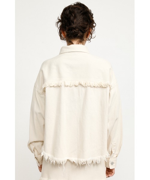 SLY(スライ)の「DAMAGE DENIM SH JK ダメージ デニムジャケット(デニムジャケット・レディース・グレー/アイボリー・FREE)」の3枚目の写真