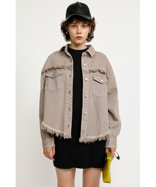 SLY(スライ)の「DAMAGE DENIM SH JK ダメージ デニムジャケット(デニムジャケット・レディース・グレー/アイボリー・FREE)」の9枚目の写真