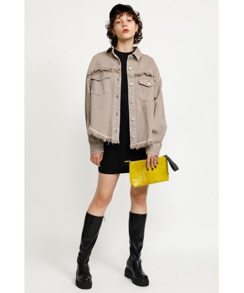 SLY(スライ)の「DAMAGE DENIM SH JK ダメージ デニムジャケット(デニムジャケット・レディース・グレー/アイボリー・FREE)」の14枚目の写真