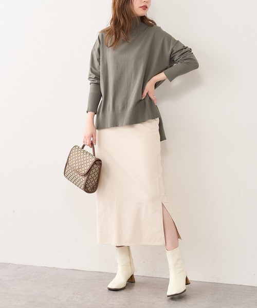 natural couture(ナチュラルクチュール)の「ハイウエストサイドスリットナロースカート(スカート・レディース・オフホワイト/ブラック/ピンク/その他1/その他2・FREE)」の2枚目の写真