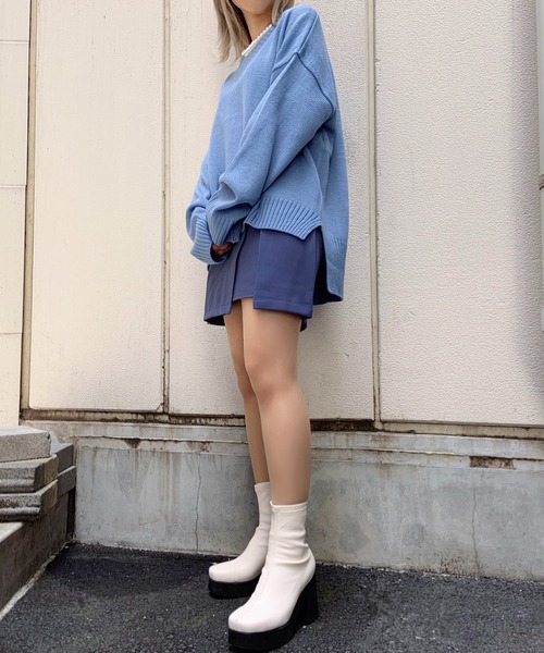 Figments（フィグメンツ）の「ヒールスクエアトゥブーツ（ブーツ・レディース・ブラック/オフホワイト・SMALL/MEDIUM）」の10枚目の写真