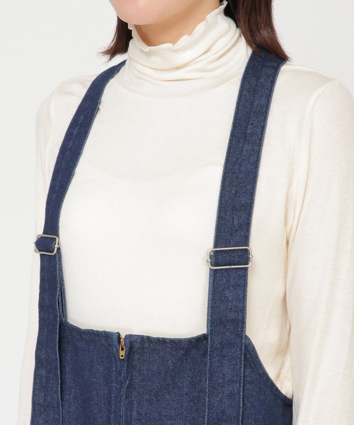 ikka（イッカ）の「デニムサロペット（サロペット/オーバーオール・レディース・ブラック/ダークネイビー・M）」の6枚目の写真