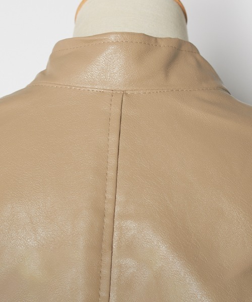 Futier land（フューティアランド）の「BIGポケットスタンドカラーライダース（ライダースジャケット・レディース・ブラック/ベージュ・MEDIUM）」の15枚目の写真