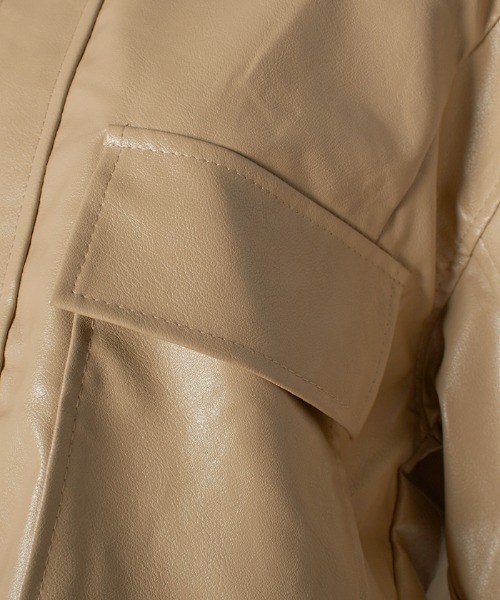 Futier land（フューティアランド）の「BIGポケットスタンドカラーライダース（ライダースジャケット・レディース・ブラック/ベージュ・MEDIUM）」の8枚目の写真