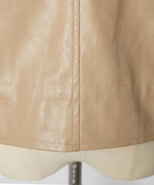 Futier land（フューティアランド）の「BIGポケットスタンドカラーライダース（ライダースジャケット・レディース・ブラック/ベージュ・MEDIUM）」の5枚目の写真