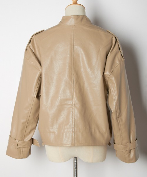 Futier land（フューティアランド）の「BIGポケットスタンドカラーライダース（ライダースジャケット・レディース・ブラック/ベージュ・MEDIUM）」の13枚目の写真